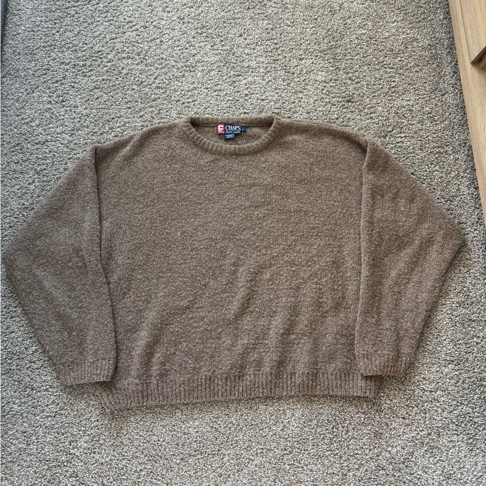 Vintage Chaps Ralph Lauren Sweater Adult LARGE brown Wool Blend Preppy 80s